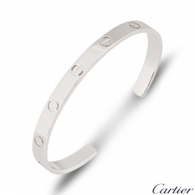 Cartier White Gold Plain Love Cuff Bracelet Size 20 B6032520 Cartier White Gold Plain Love Cuff Bracelet Size 20 B6032520
